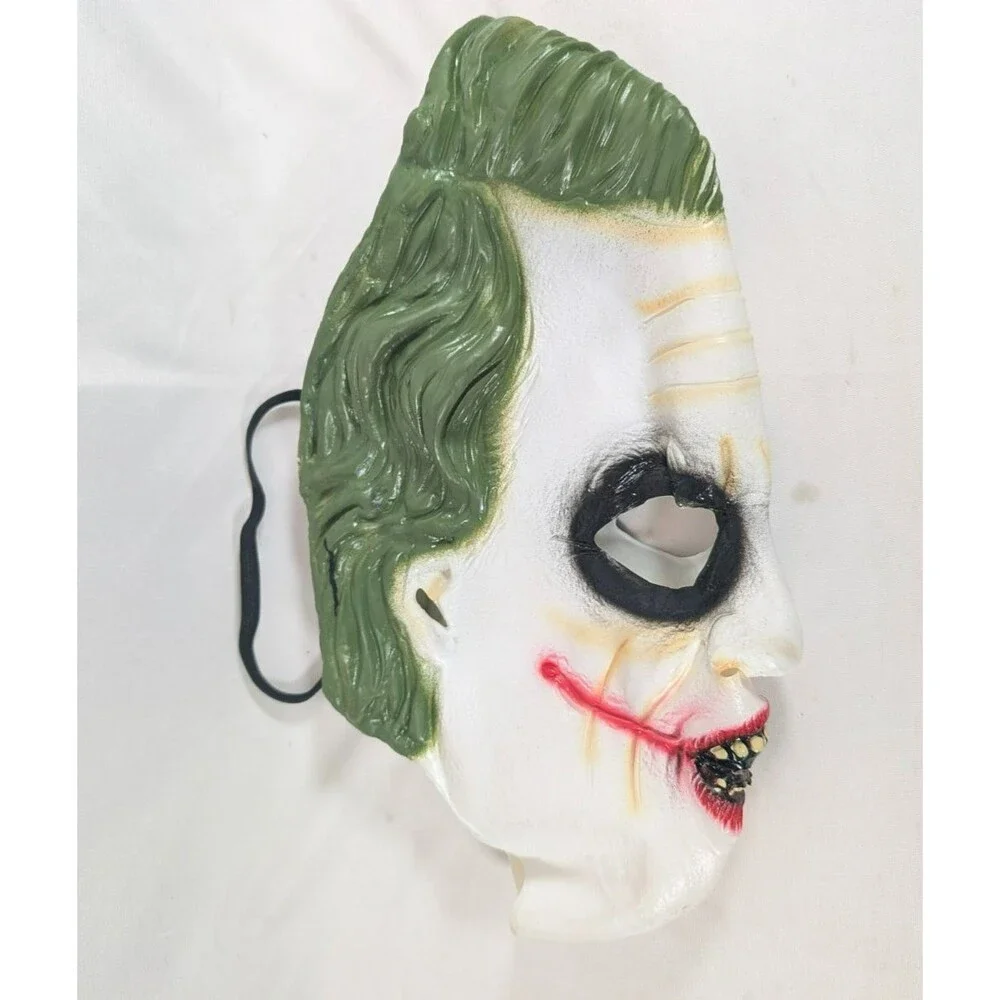 Joker Style Evil Clown Adult Halloween Mask Green Hair Horror Costume